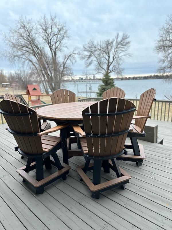 Counter height outdoor table and chairs, 36 inch poly patio set with 24 inch seats - Salt and Sand Patio Co
