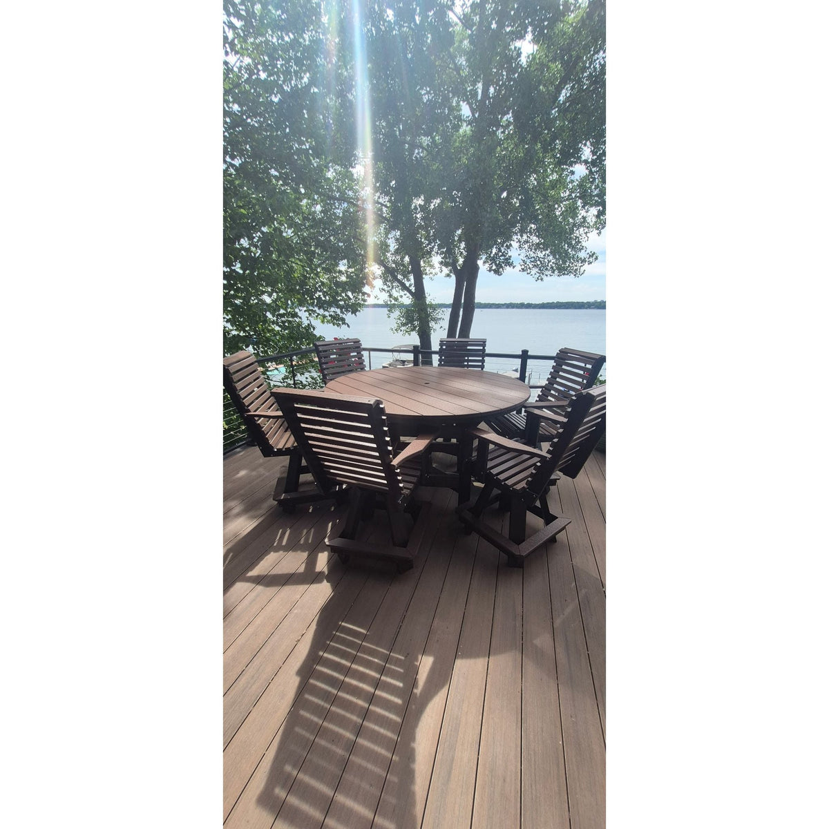 60" Round Counter Table with 6 Rollback Swivels in Black/Brown