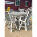 60" Round Bar Table with 6 Rollback Swivel Bar Chairs in White/Driftwood Gray