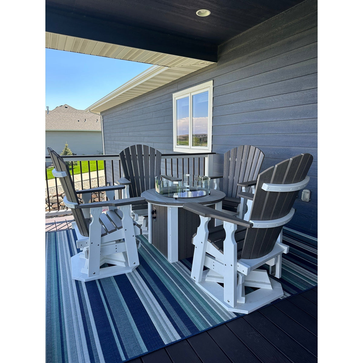 34 inch round poly fire pit table in counter height with two tone finish - Salt and Sand Patio Co