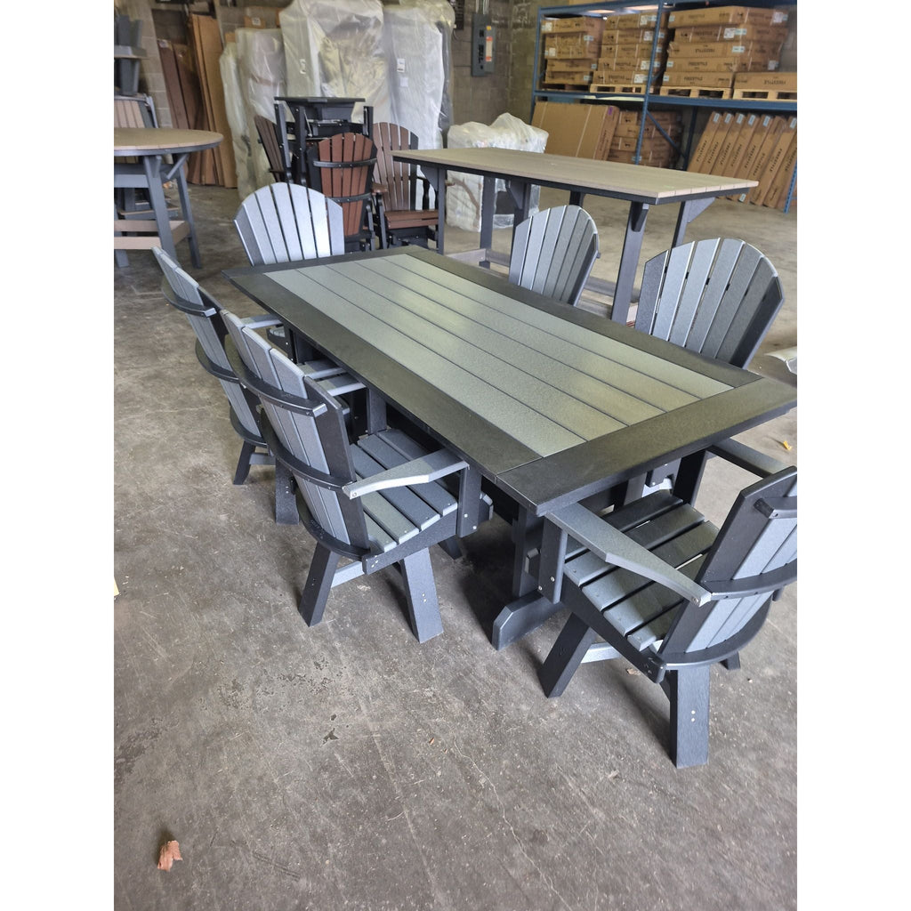 7' Rectangle Table with 6 Swivel Chairs in Black/Dark Gray