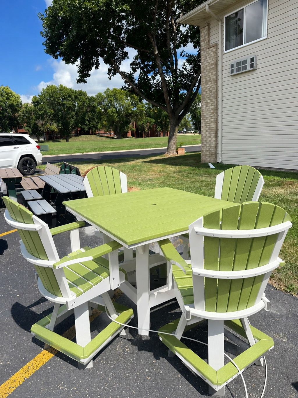 48" Square Bar Height Table with 4 Swivel Chairs