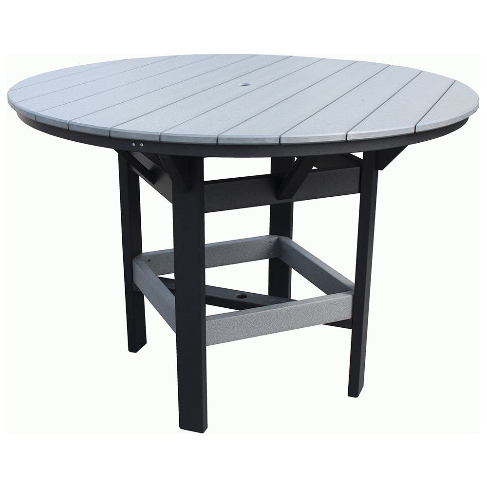 High top outdoor table, Creekside 60in round poly patio table with stainless steel ice bowl - Salt and Sand Patio Co