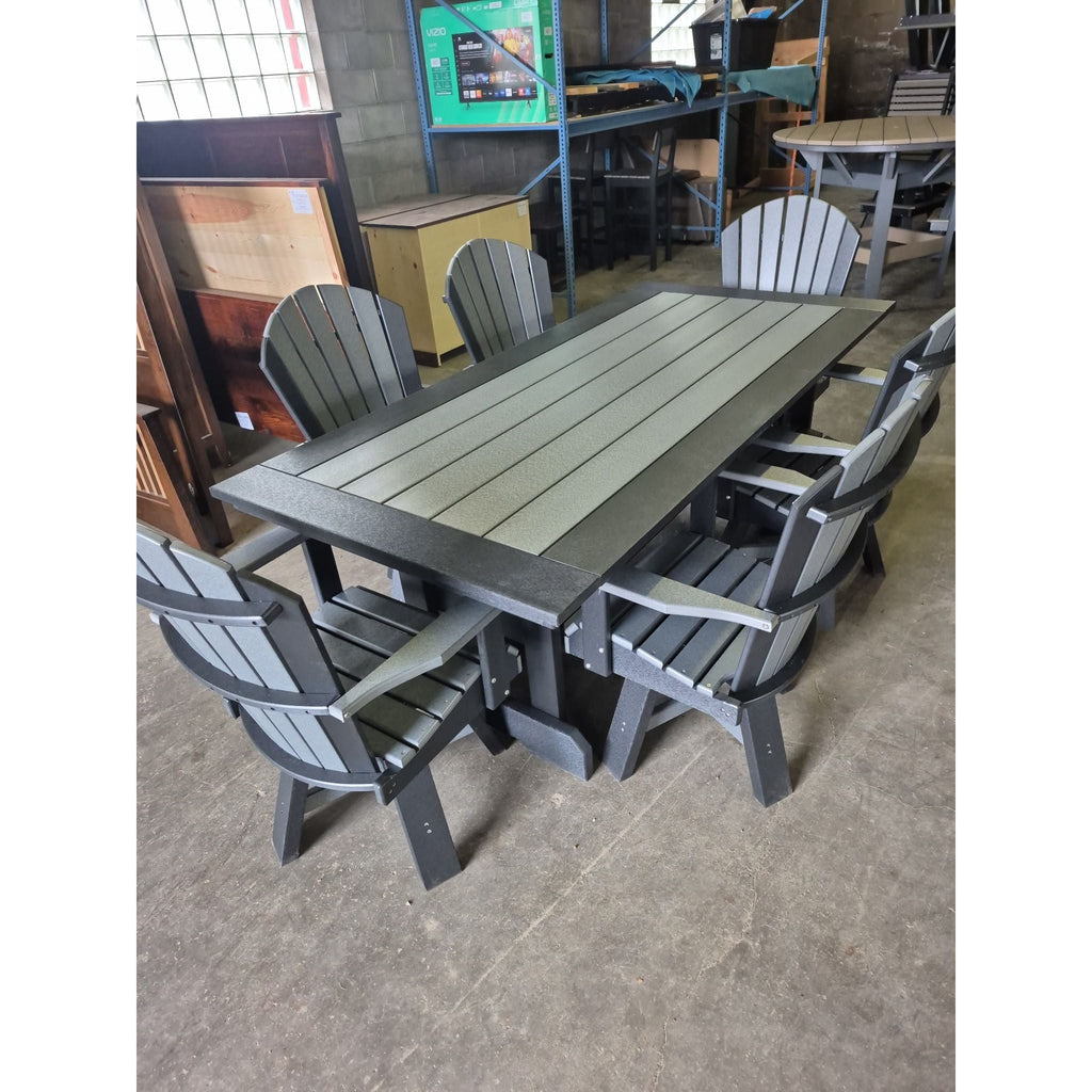 7' Rectangle Table with 6 Swivel Chairs in Black/Dark Gray