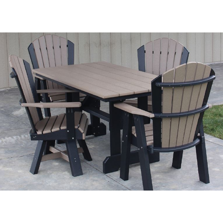 5 piece patio set with 5ft rectangle poly table and 4 swivel chairs - Salt and Sand Patio Co