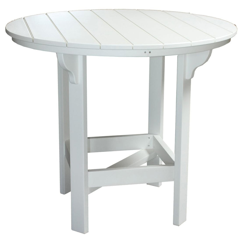 48in round poly patio table in bar height, Creekside outdoor dining table - Salt and Sand Patio Co