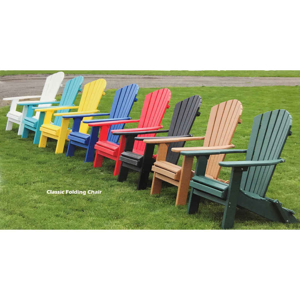 Folding Adirondack chair in poly lumber, Creekside beach style foldable patio chair - Salt and Sand Patio Co