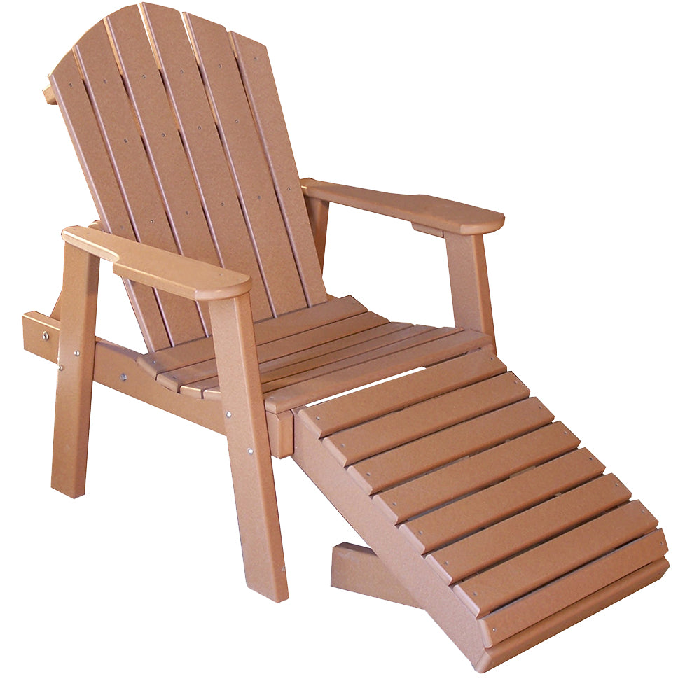 Adirondack lounge chair, Creekside classic poly chaise lounge with folding footrest - Salt and Sand Patio Co