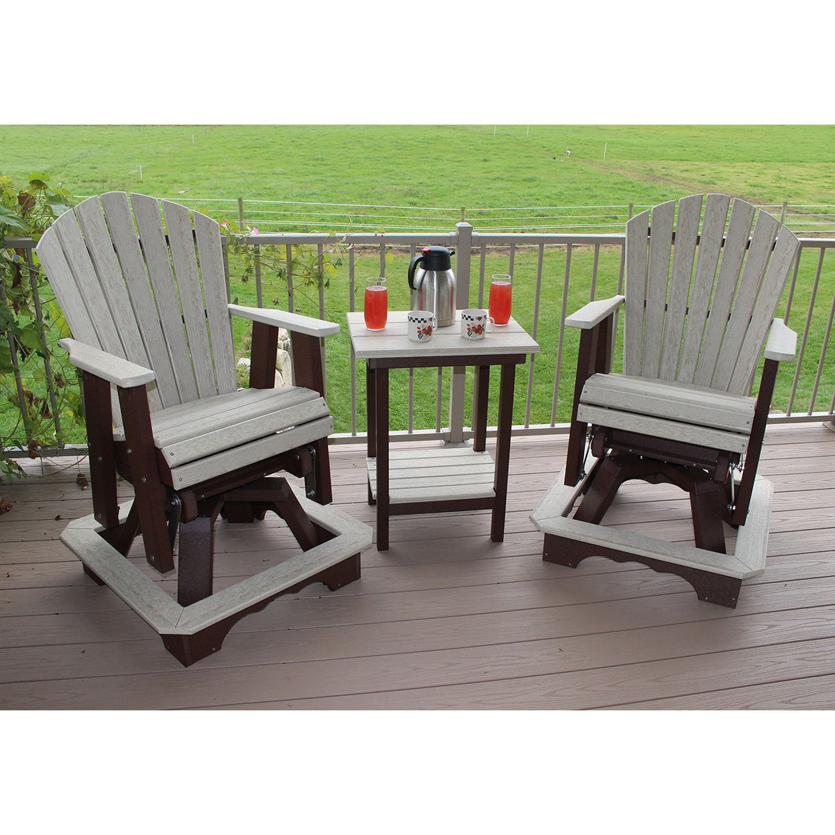 Classic Counter Height Swivel Glider (C135) in Black and Driftwood Gray (Wood Grain)