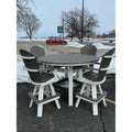 60" Round Bar Table with 6 Classic Swivel Bar Chairs in White/Coastal