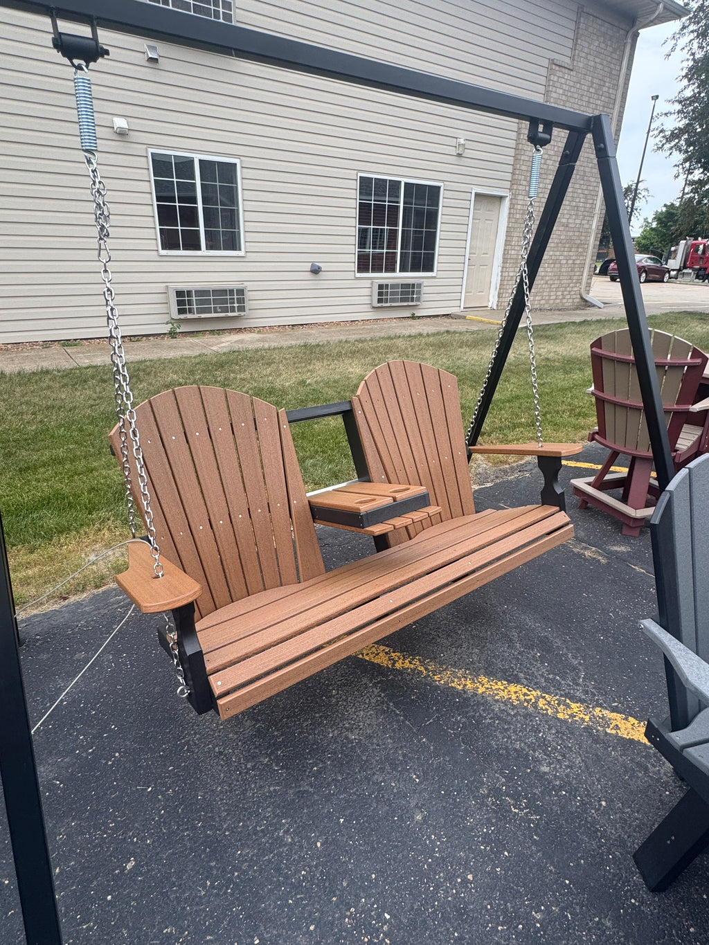 Creekside powder coated metal swing frame, A frame porch swing stand - Salt and Sand Patio Co