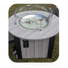 34 inch round poly fire pit table in counter height with two tone finish - Salt and Sand Patio Co