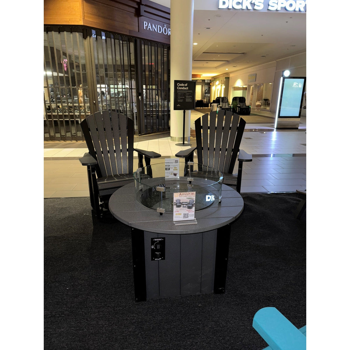 34 inch round poly fire pit table in counter height with two tone finish - Salt and Sand Patio Co