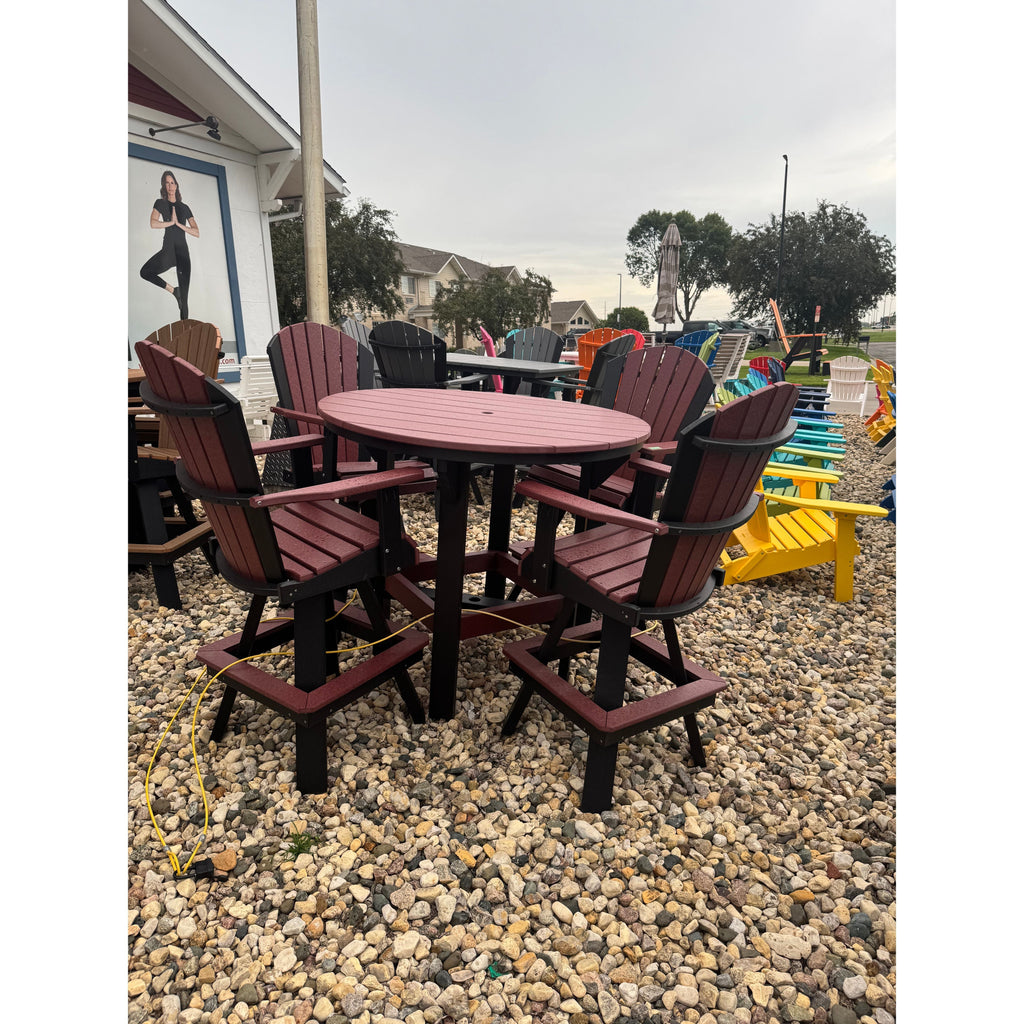 48" Round Counter Table with 4 Classic Counter Swivels in Black and Cherry
