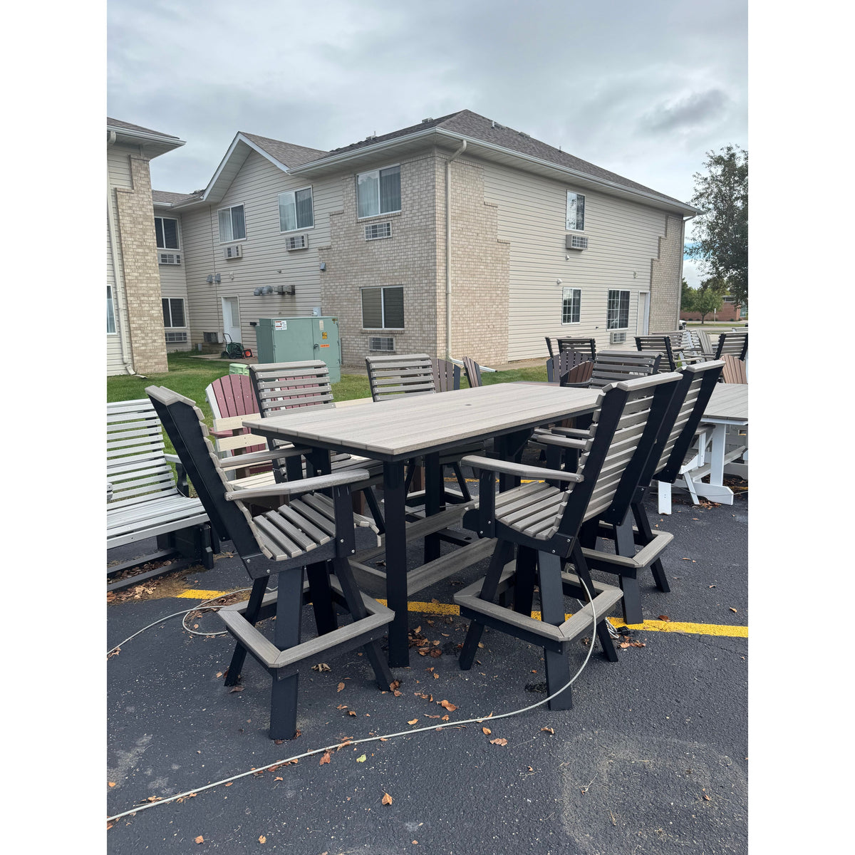 7' Bar Table with 6 Swivel Bar Chairs