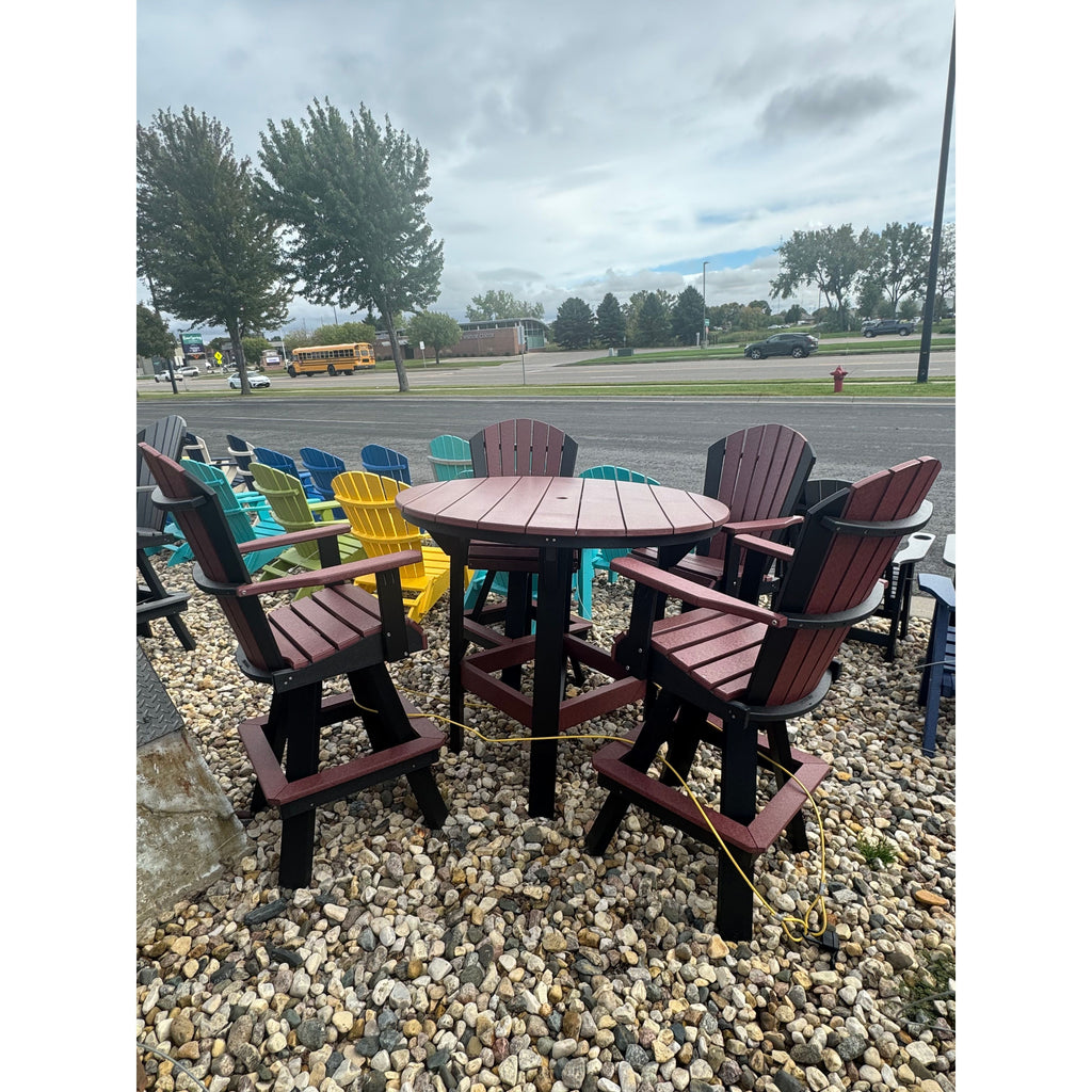 48" Round Counter Table with 4 Classic Counter Swivels in Black and Cherry
