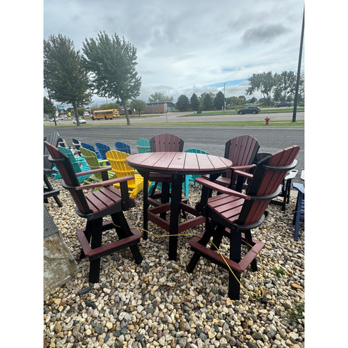 48" Round Counter Table with 4 Classic Counter Swivels in Black and Cherry