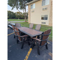 8' Dining Table with 6 Classic Stationary Dining Chairs in Black and Brown