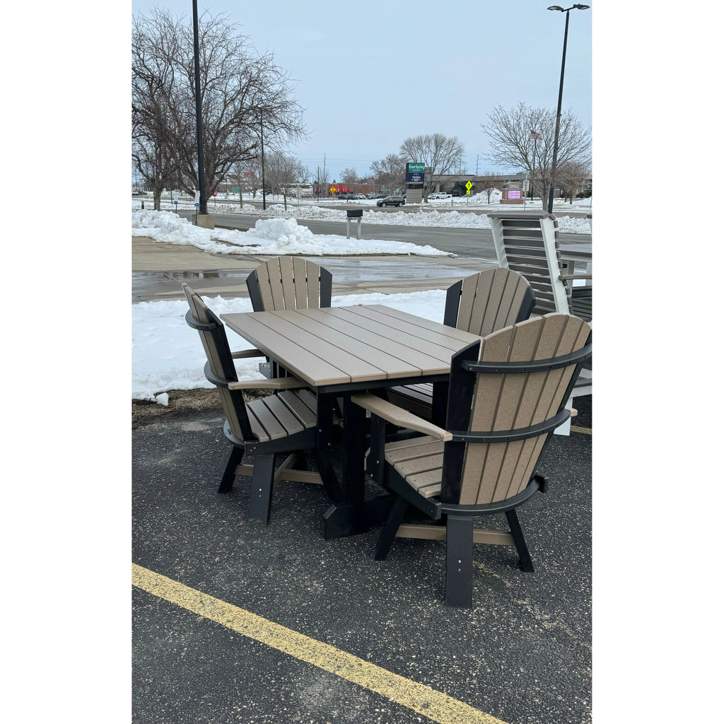 5 piece patio set with 5ft rectangle poly table and 4 swivel chairs - Salt and Sand Patio Co