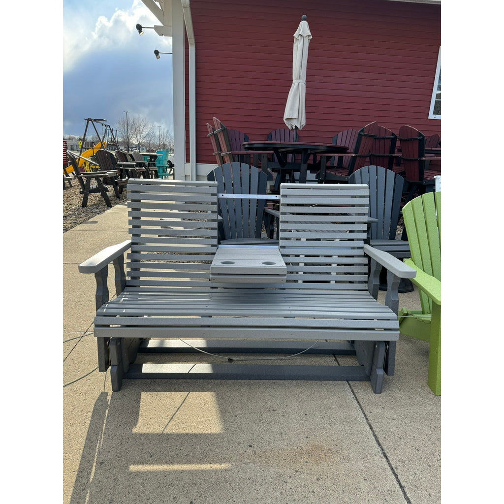 Creekside 5' Rollback Glider with Flip Down Console RB78 in Dove Gray & Dark Gray