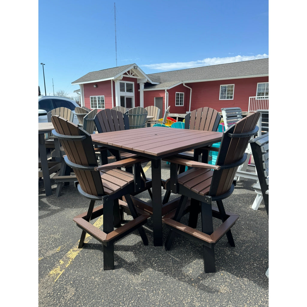 48" Square Bar Table with 4 Swivel Bar Chairs in Black/Brown