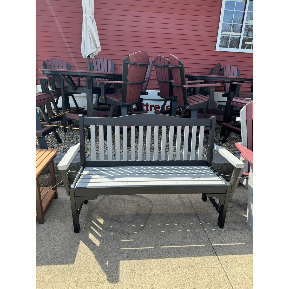 Creekside Mission Park Bench in Black and Dove Gray