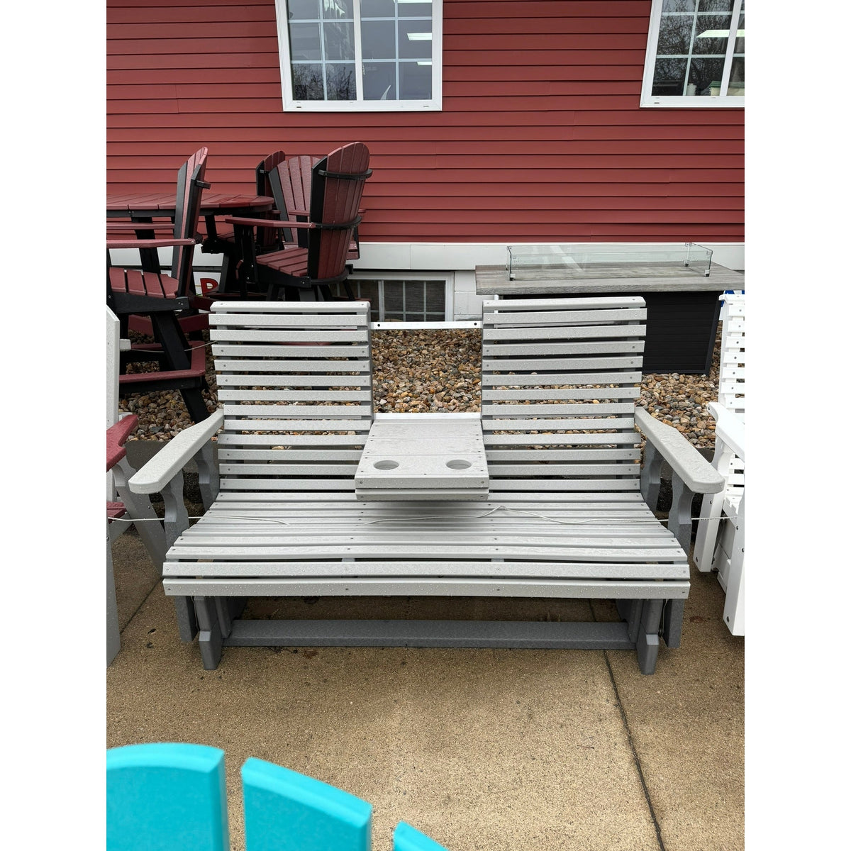 Creekside 5' Rollback Glider with Flip Down Console RB78 in Dove Gray & Dark Gray