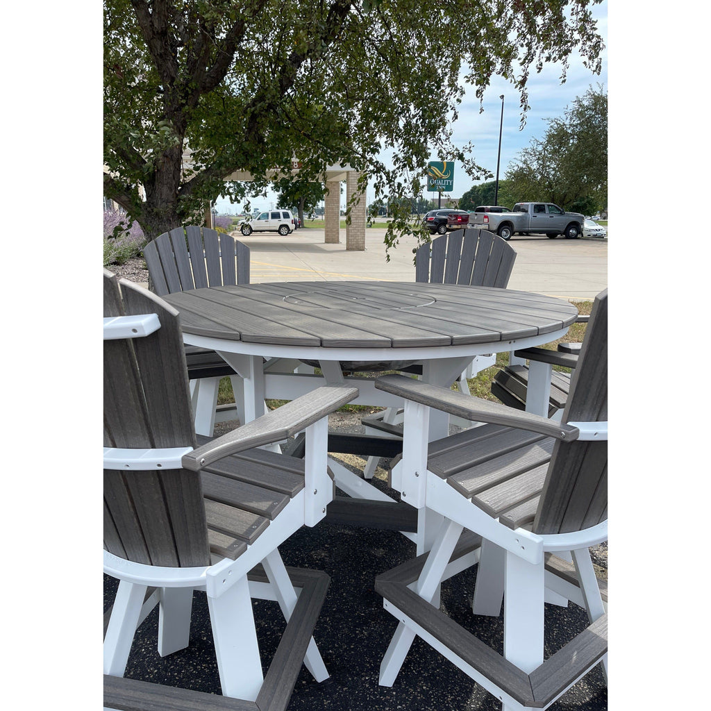 60" Round Bar Table with Stainless Steel Ice Bowl & 6 Swivel Chairs