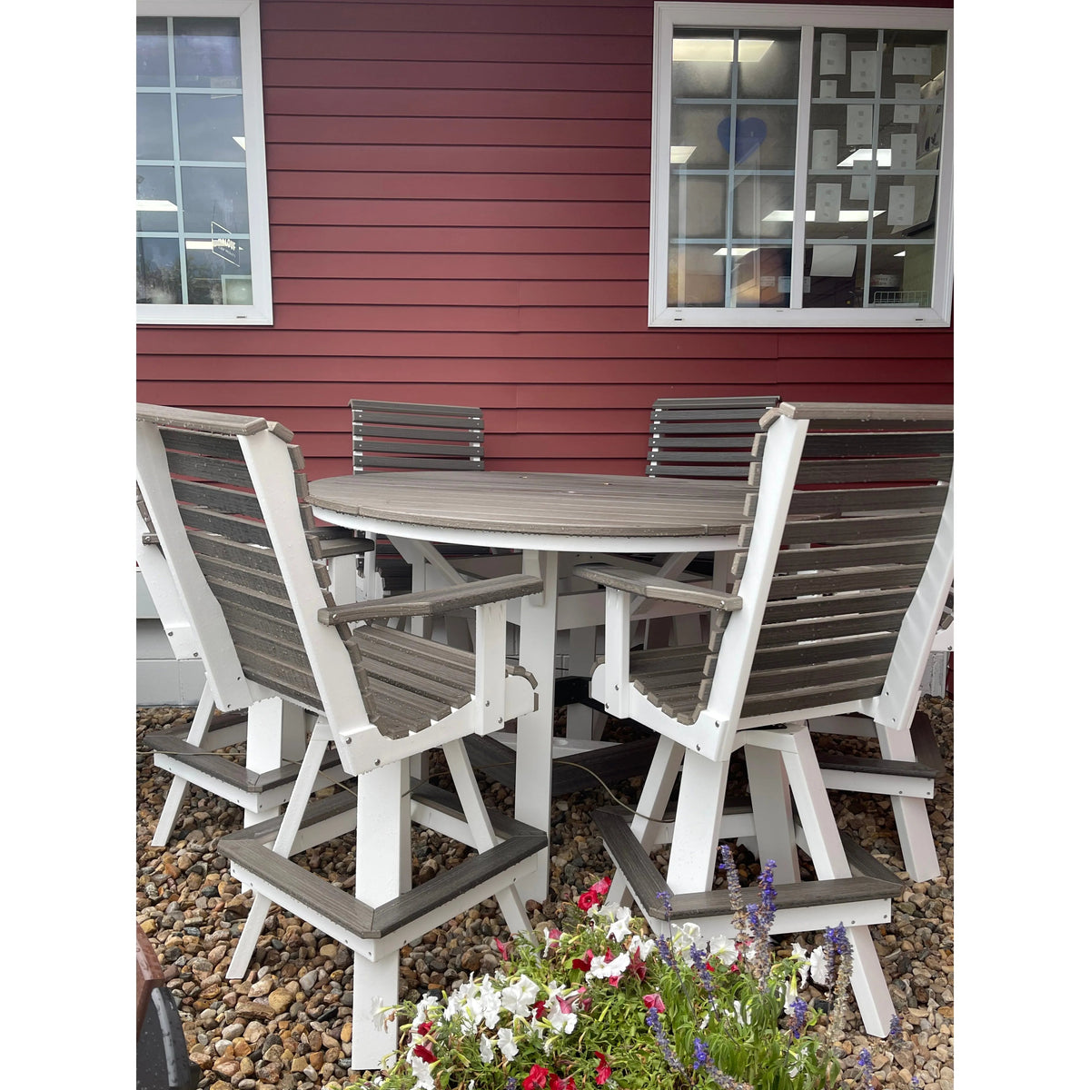 60" Round Bar Table with Stainless Steel Ice Bowl & 6 Swivel Chairs