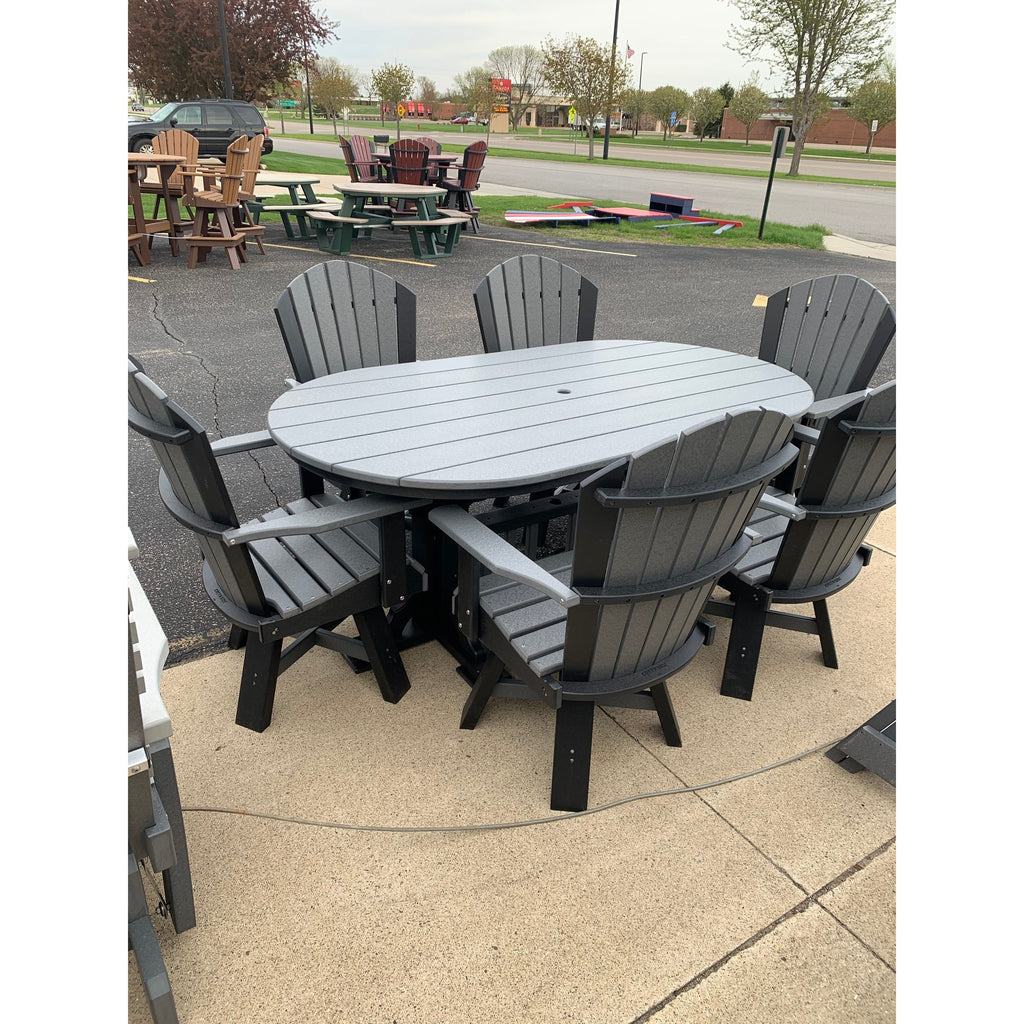 7' Oval Table with 6 Swivel Chairs