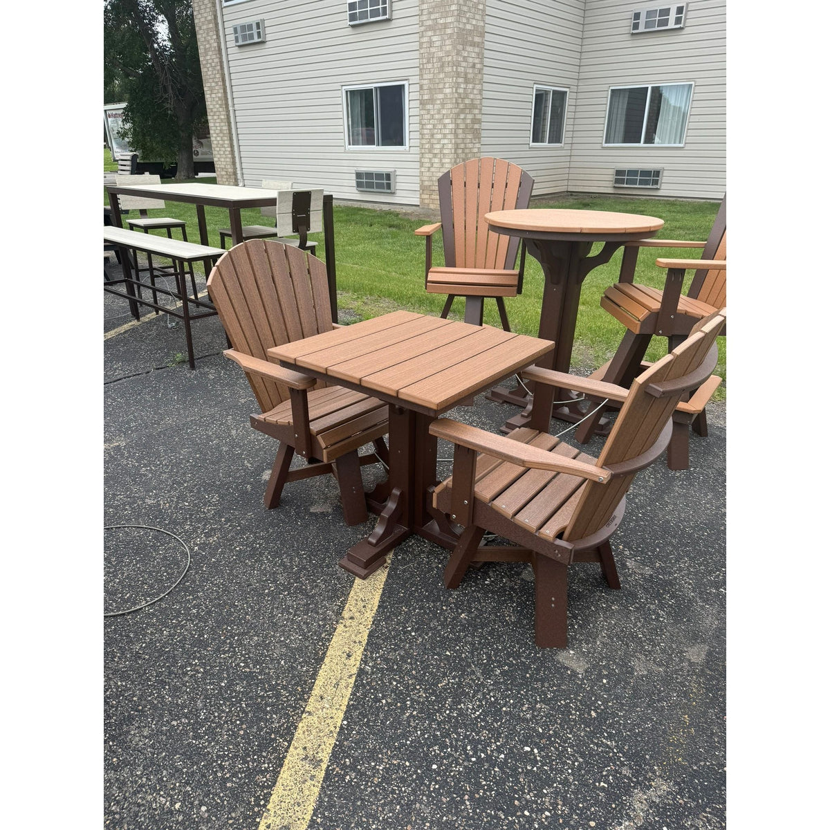 28" Square Dining Table with 2 Swivel Dining Chairs