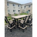 Creekside 7' Bar Table with 6 Rollback Swivel Chairs in Black & Weatherwood
