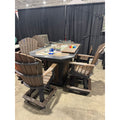 6' Fire Table with 4 Classic Swivel Bar Chairs & 2 Stationary Barstool in Black/Brazilian Walnut