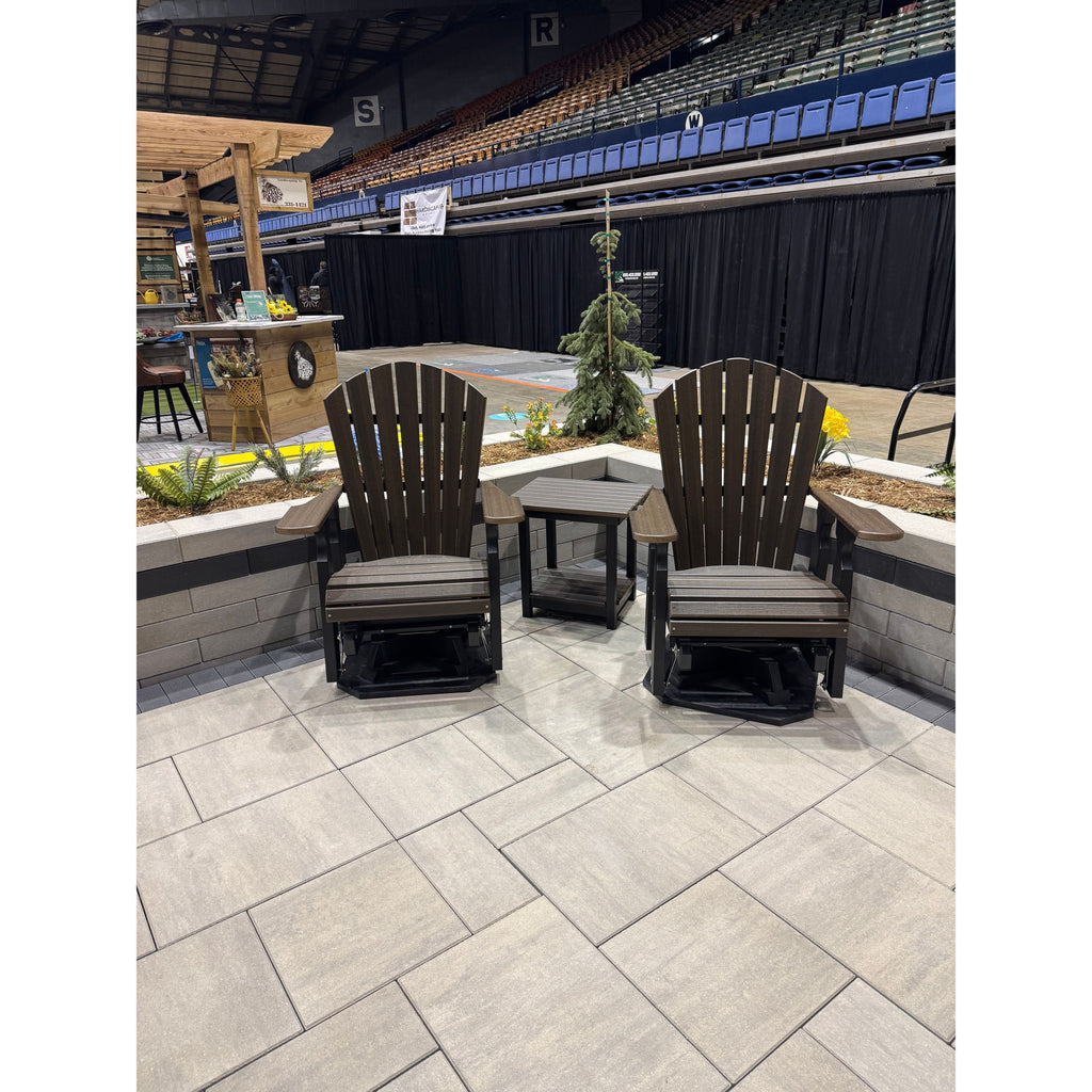 Package: 2 Classic Swivel Gliders with Matching End Table in Black and Brazillian Walnut