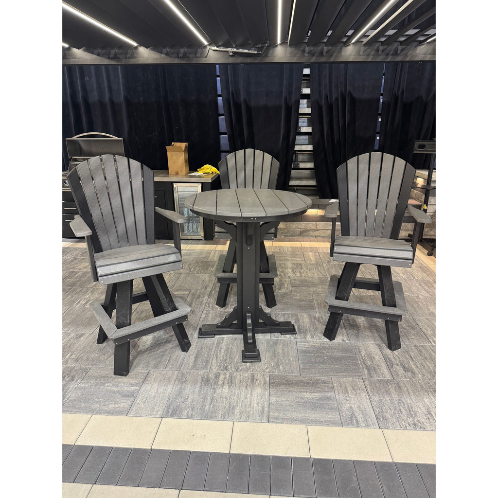 34" Round Bar Table with 2 Swivel Bar Chairs in Black/Dark Gray