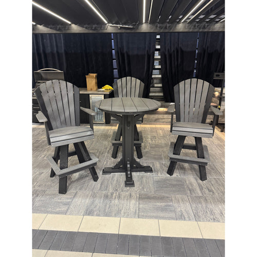 34" Round Bar Table with 2 Swivel Bar Chairs in Black/Dark Gray
