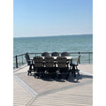 8' Bar Table with 8 Classic Swivel Bar Chairs in Black and Coastal Gray (Wood Grain)