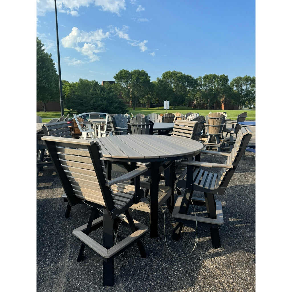 60" Round Bar Table with 4 Rollback Swivel Bar Chairs in Black/Coastal