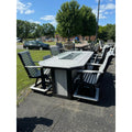 8' Counter Height Fire Table with 4 Rollback and 2 Stationary Counter Chairs in Black and Dove Gray