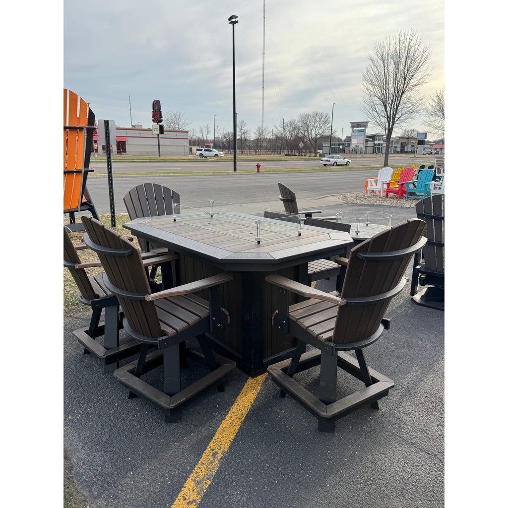 6' Fire Counter Table with 4 Classic Swivel & 2 Stationary Chairs in Black & Brazilian Walnut