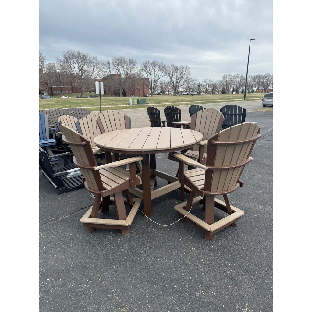 54" Round Counter Table with 4 Classic Counter Swivels in Brown/Weatherwood