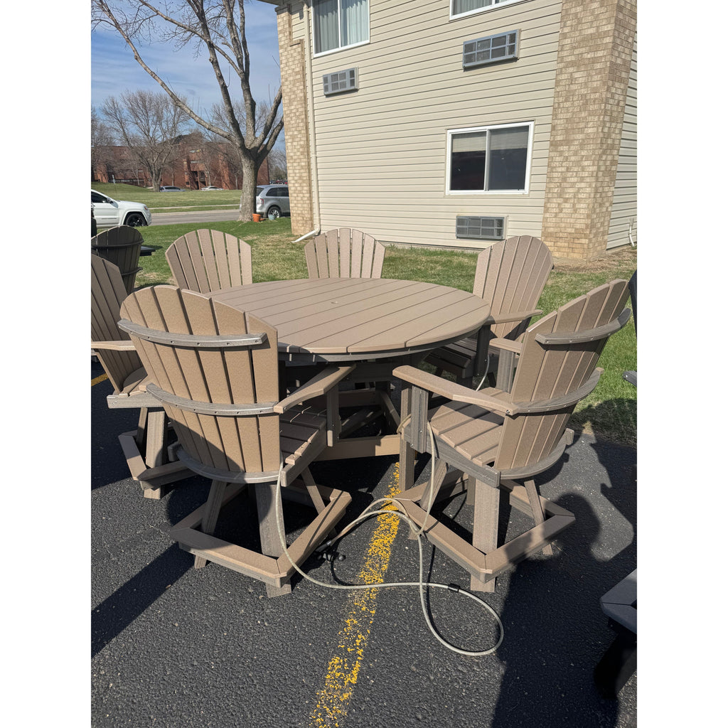 60" Round Counter Table with 6 Classic Swivels in Coastal/Weatherwood