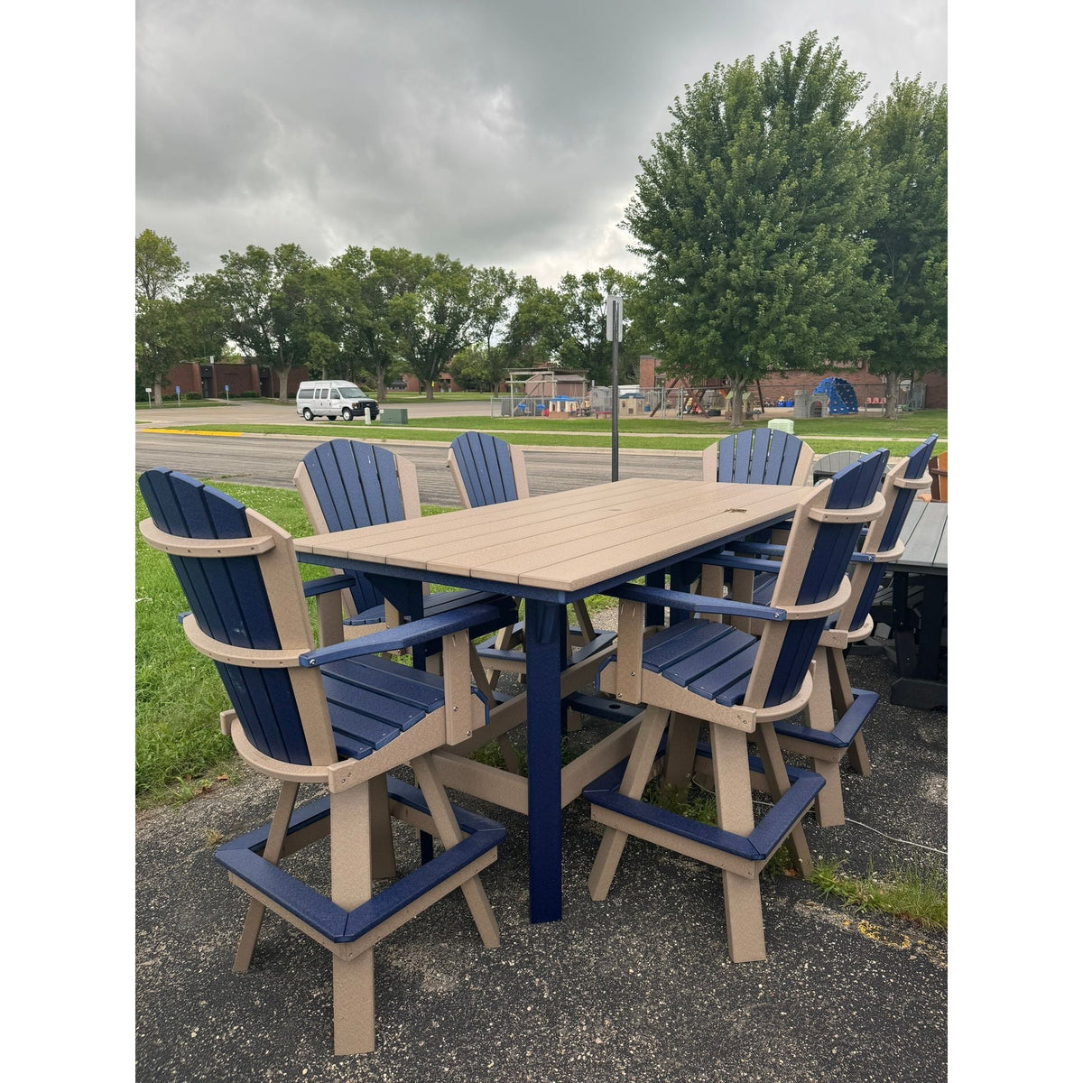 7' Bar Table with 6 Swivel Bar Chairs