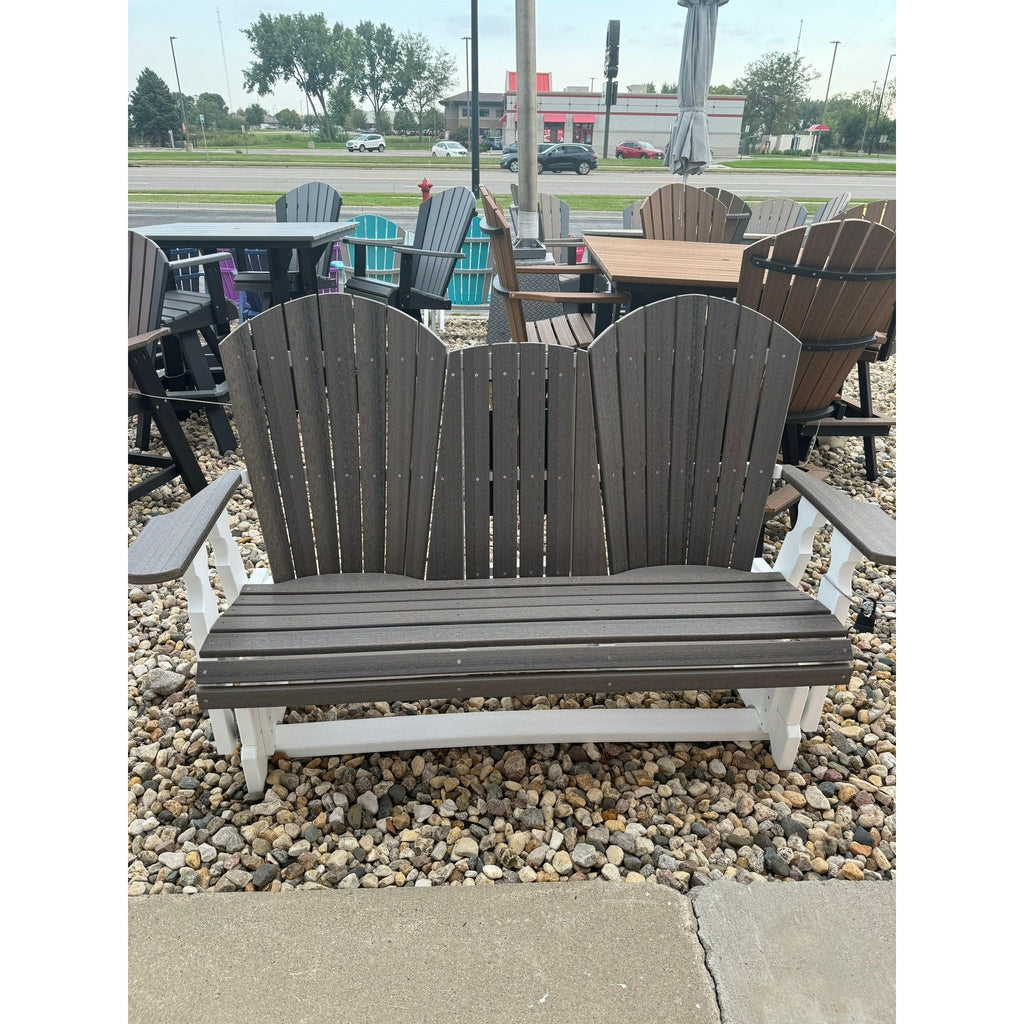 Creekside Classic 5' Glider with Console (C128) in White & Coastal Gray (Wood Grain)