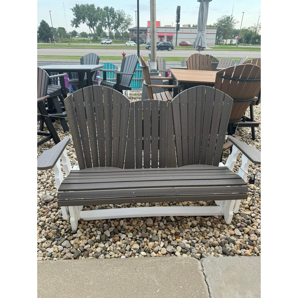Creekside Classic 5' Glider with Console (C128) in White & Coastal Gray (Wood Grain)