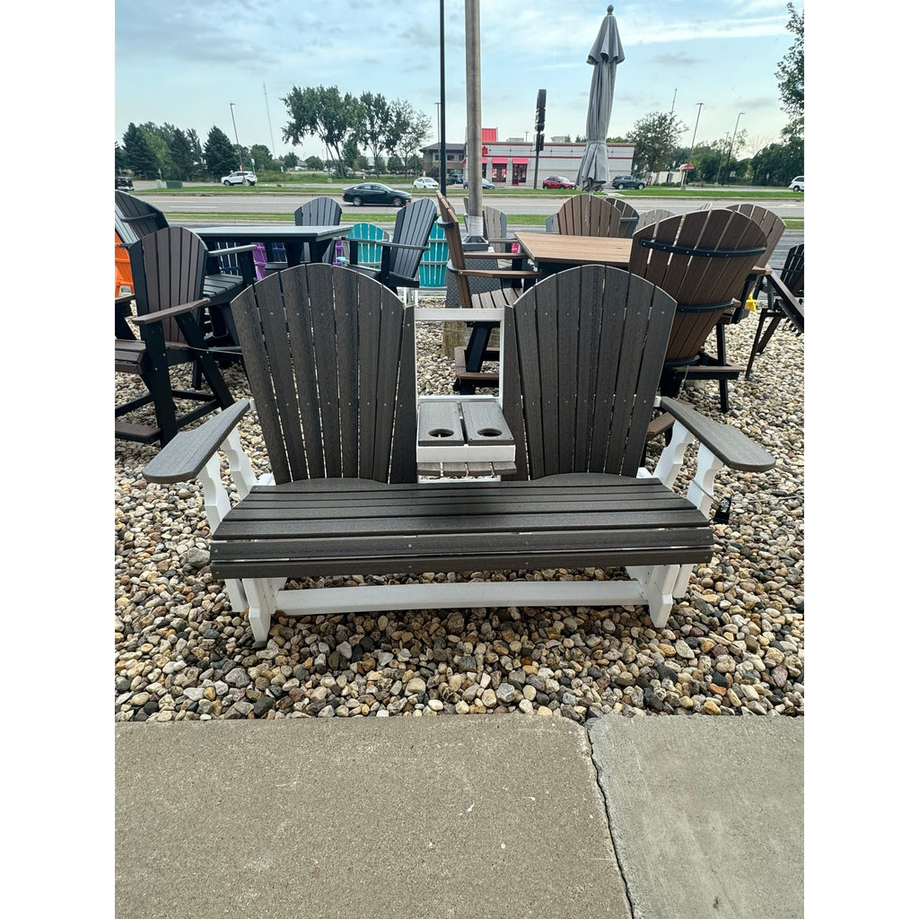 Creekside Classic 5' Glider with Console (C128) in White & Coastal Gray (Wood Grain)