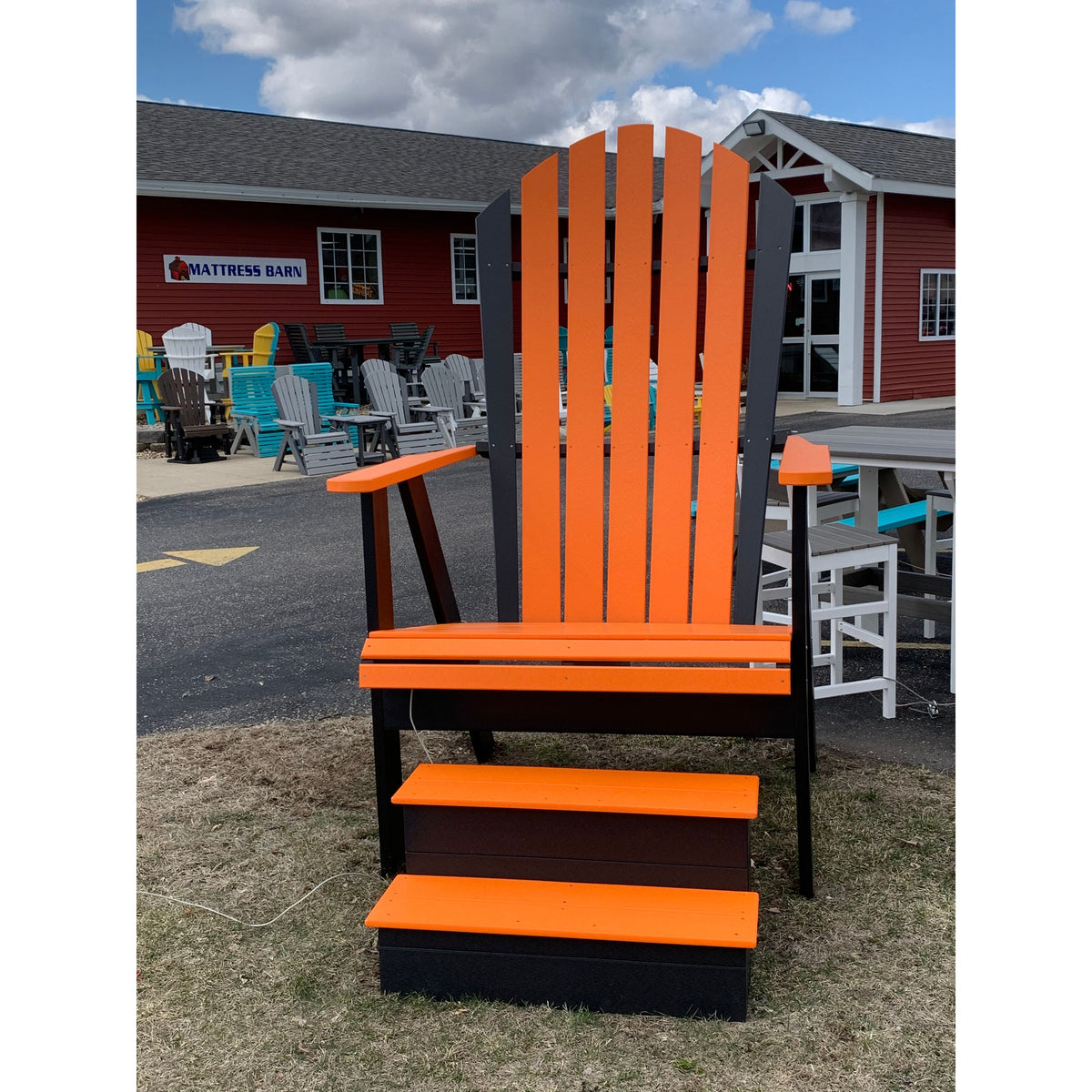 Creekside Big Chair with Steps in Black and Orange