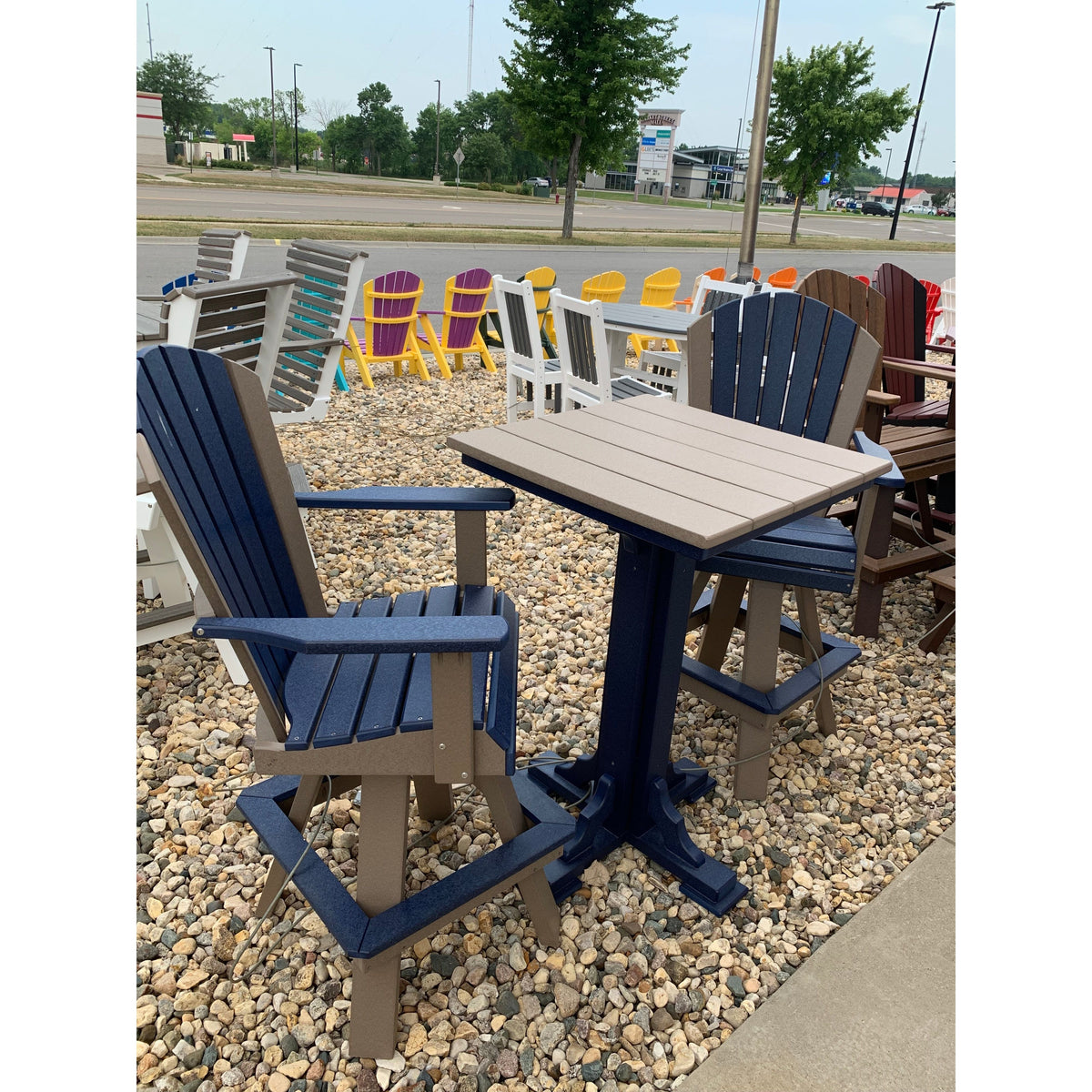 Outdoor high top table, Creekside 28in square poly patio table in green - Salt and Sand Patio Co