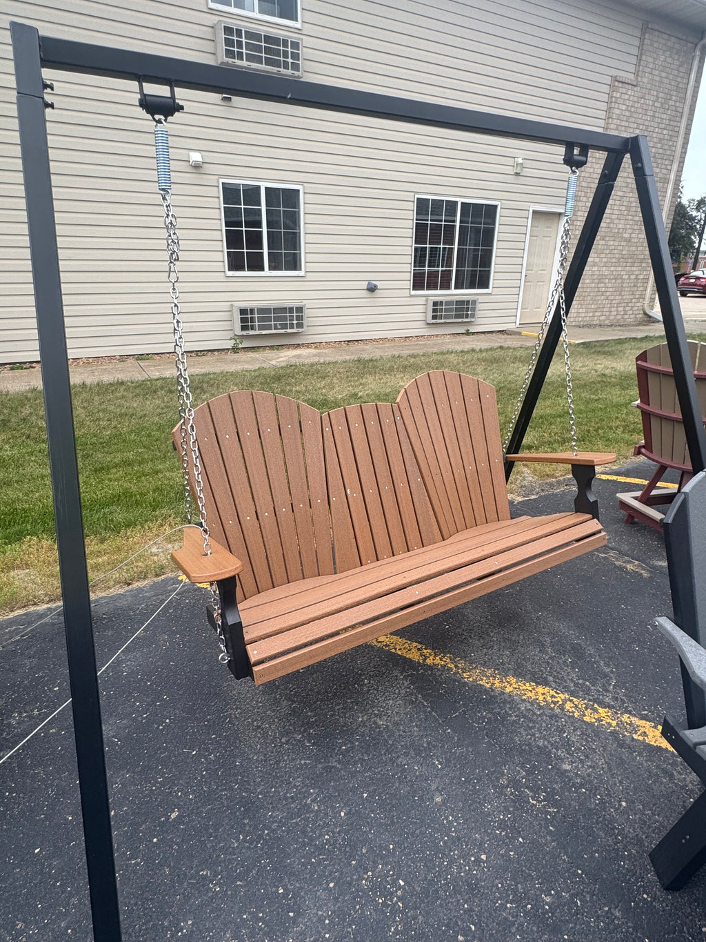 Creekside powder coated metal swing frame, A frame porch swing stand - Salt and Sand Patio Co
