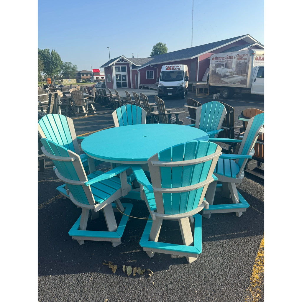 60" Round Counter Table with 6 Classic Swivel Counter Chairs in Dove Gray and Aruba